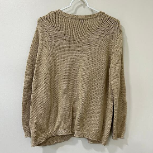 Talbots Womens Sz 2X Oatmeal Tan Chunky Knit Cardigan Sweater Preppy Cabincore - Picture 5 of 5